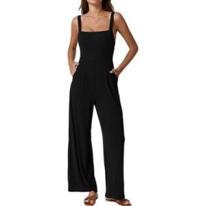 Women's casual loose sleeveless wide-leg jumpsuit